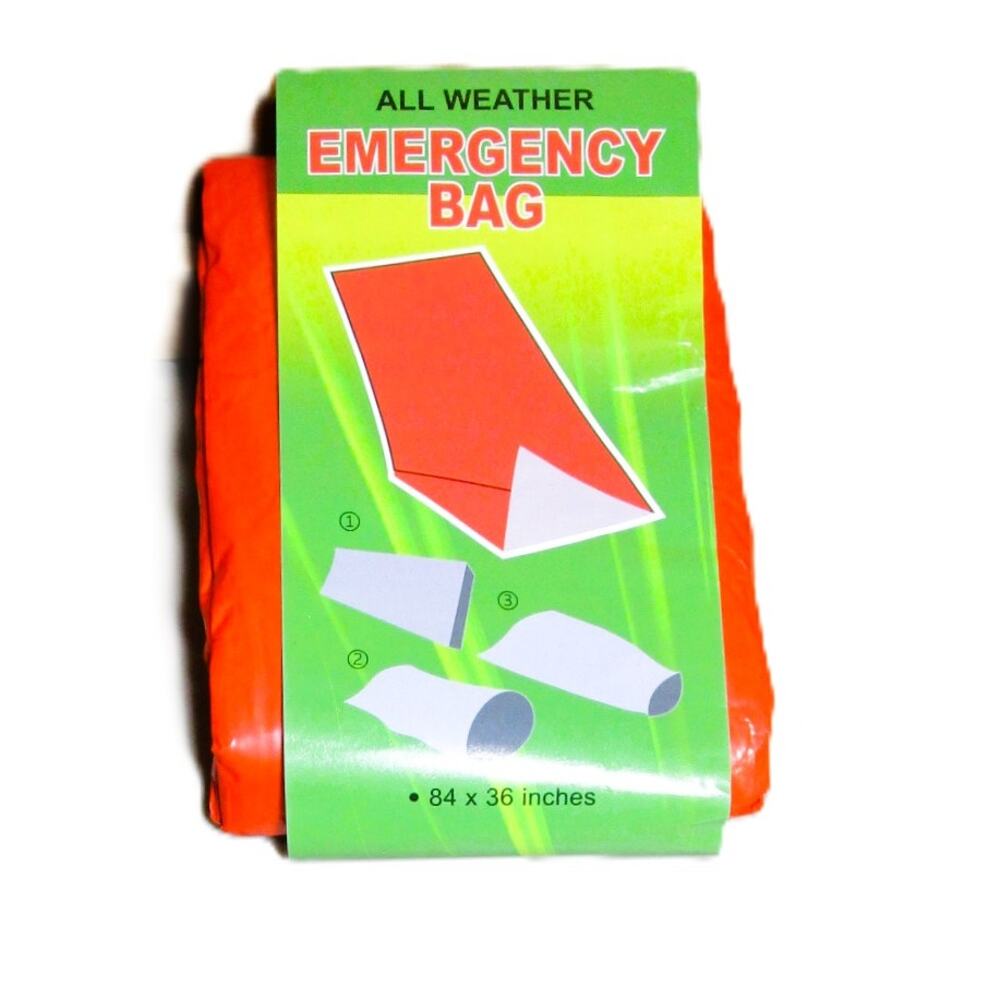 Emergency Survival Bag Blanket 84x36 in Orange Thermal Insulation All‑Weather